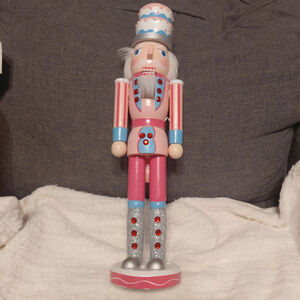 Male Holiday Decor Pink Blue Silver Wood Nutcracker